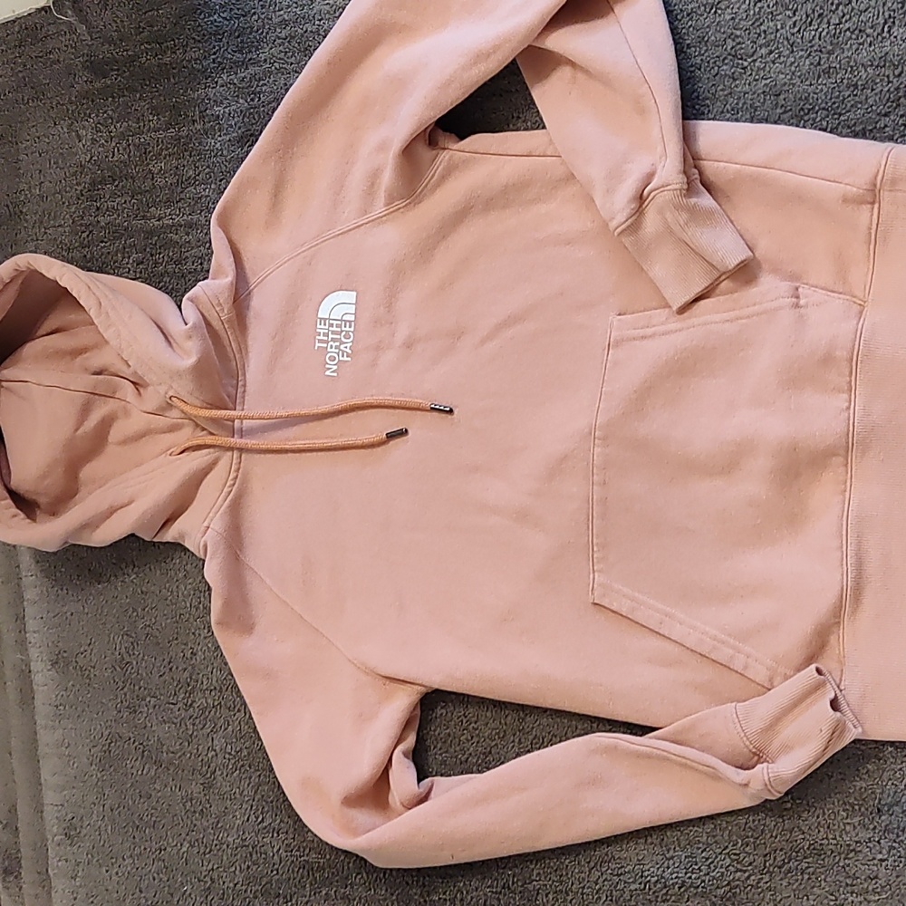 The North face light pink hooded sweatshirt